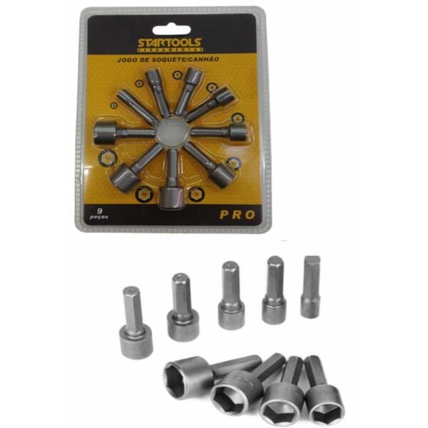 JOGO SOQUETE CANHÃO STARTOOLS C/9 PEÇAS