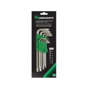 CHAVE HEXALOBULAR LONGA CARBOGRAFITE C/ 9 PEÇAS