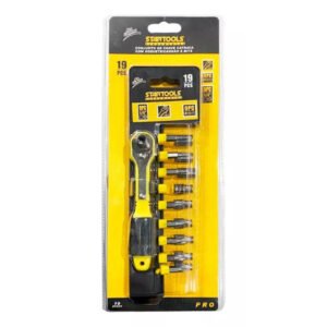 CONJUNTO DE CHAVE CATRACA COM SEQUETE/CANHÃO E BITS 19 PEÇAS STARTOOLS