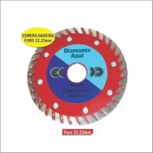 DISCO DIAMANTADO ESMERILHADEIRA DIAMANTE AZUL FURO 22,23MM