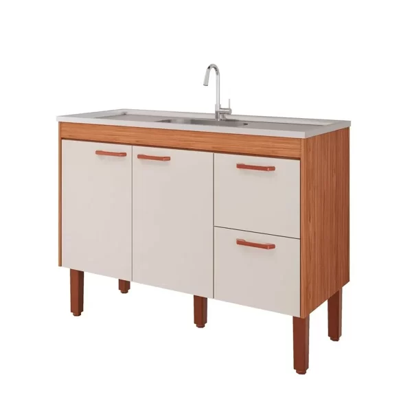 GABINETE COZINHA MGM SLIM 1,34MT FREIJO/OFF WHITE