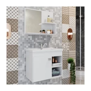 KIT ARMARIO BANHEIRO LOTUS  55 CM MGM BRANCO