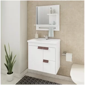 KIT ARMARIO BANHEIRO TULIPA 59 CM MGM BRANCO