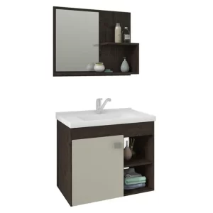 KIT ARMARIO BANHEIRO LOTUS  55 CM MGM CAFE/OFF WHITE
