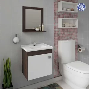 KIT ARMARIO BANHEIRO IRIS  44 CM MGM CAFE/OFF WHITE