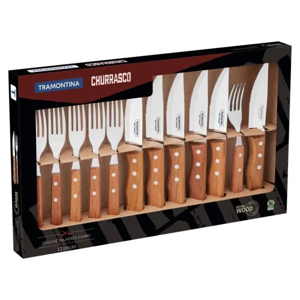 JOGO DE TALHERES TRAMONTINA NATURAL WOOD COM 12 PEÇAS