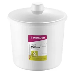 LIXEIRA MULTIUSO COM TAMPA ATLAS PRIMAFER 6L BRANCA