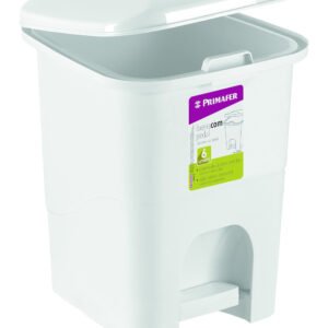 LIXEIRA PRIMAFER COM PEDAL BRANCA 6L